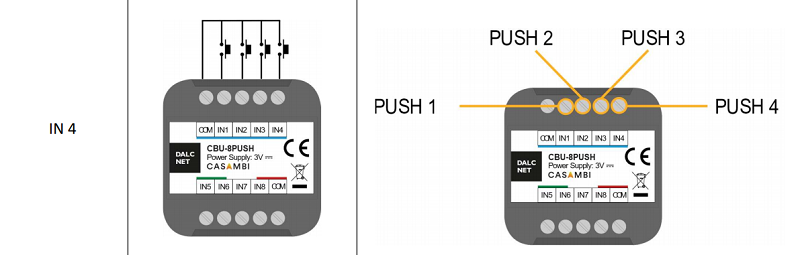Interfaccia utente wireless Casambi CBU-8PUSH - IN 4